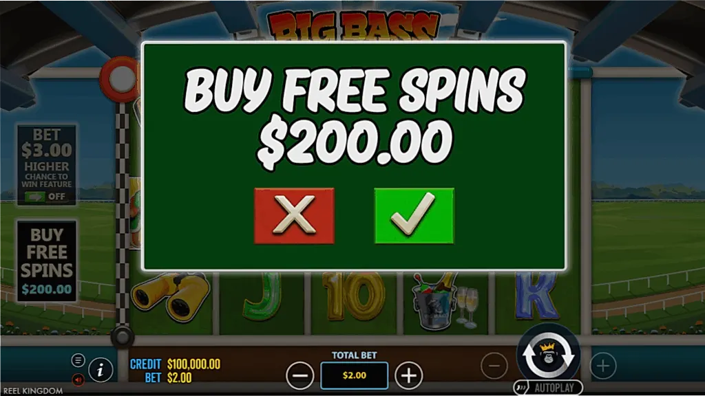 Big Bass Day at the Races pre-bonus picking screen with 14 horse options