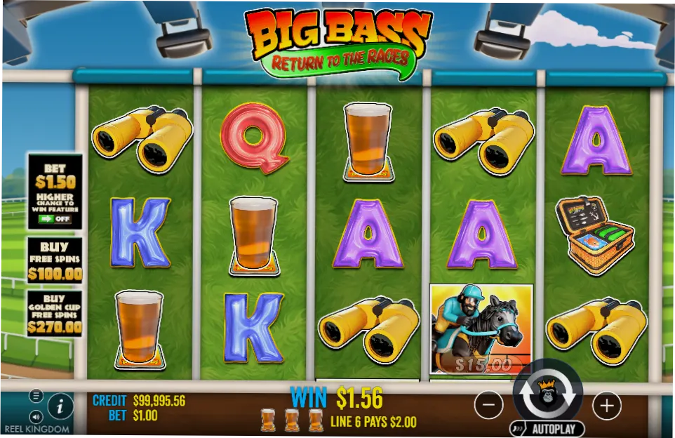 Big Bass Return to the Races classic multiplier trail showing collected wilds