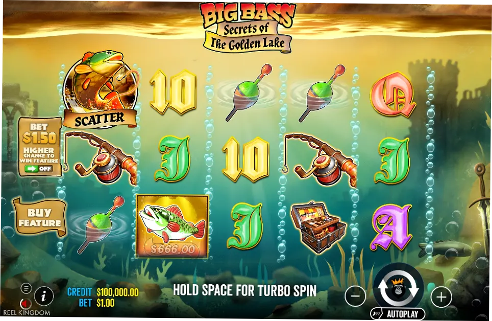 Big Bass Golden Lake 12-card picking mini-game