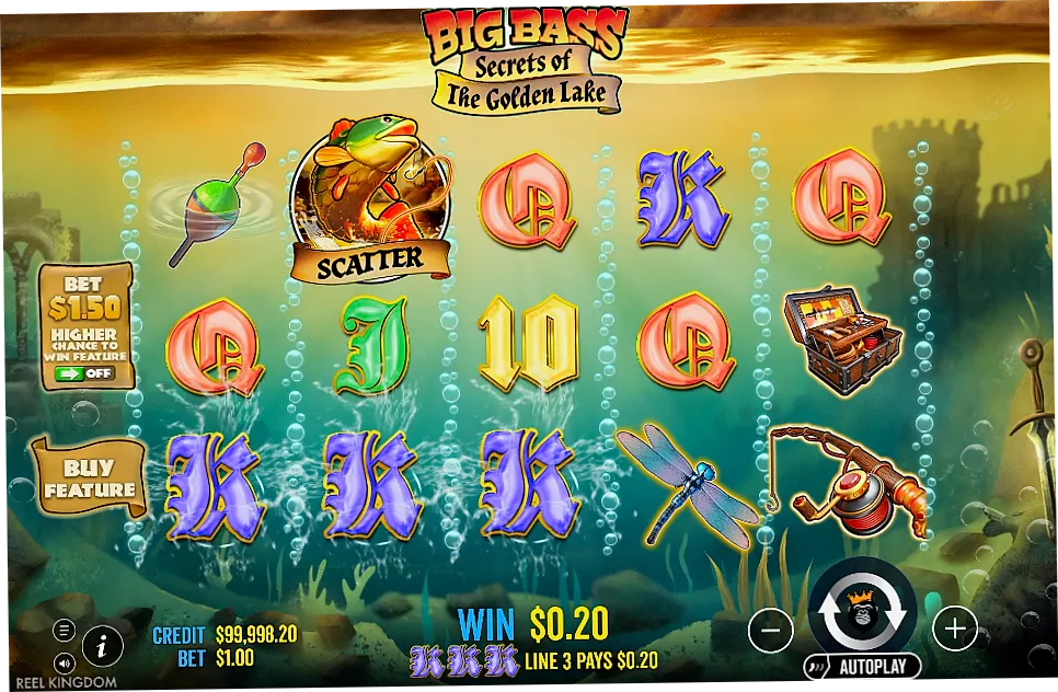 Big Bass Golden Lake Free Spins showing only Fish and Fisherman symbols