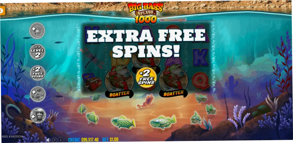 Big Bass Splash 1000 pre-bonus modifier lasso sequence